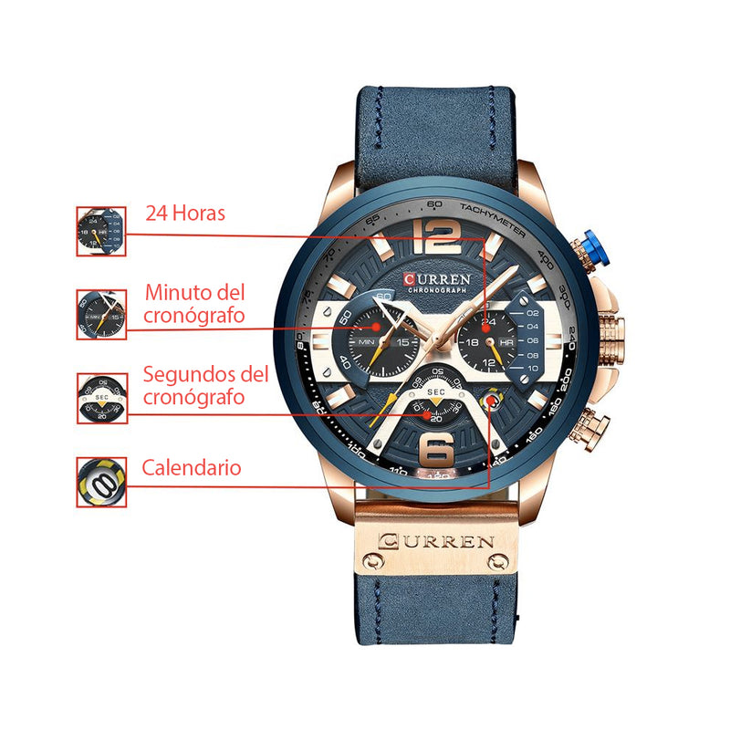 ¡Oferta VIP! - Reloj Curren  Cronografo Cuero - ¡Correr! ¡Últimas unidades disponibles!🏃